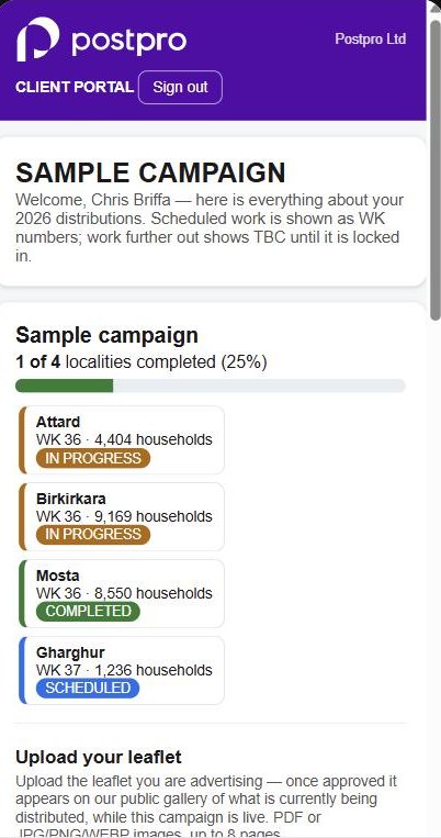 DoorDrop OS client portal on a phone
